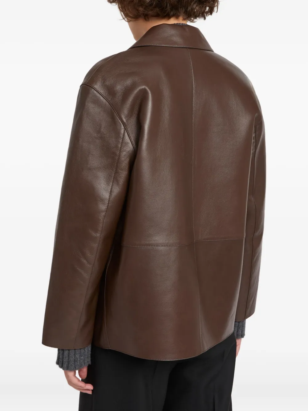 Yves Salomon Leather Jacket In Brown