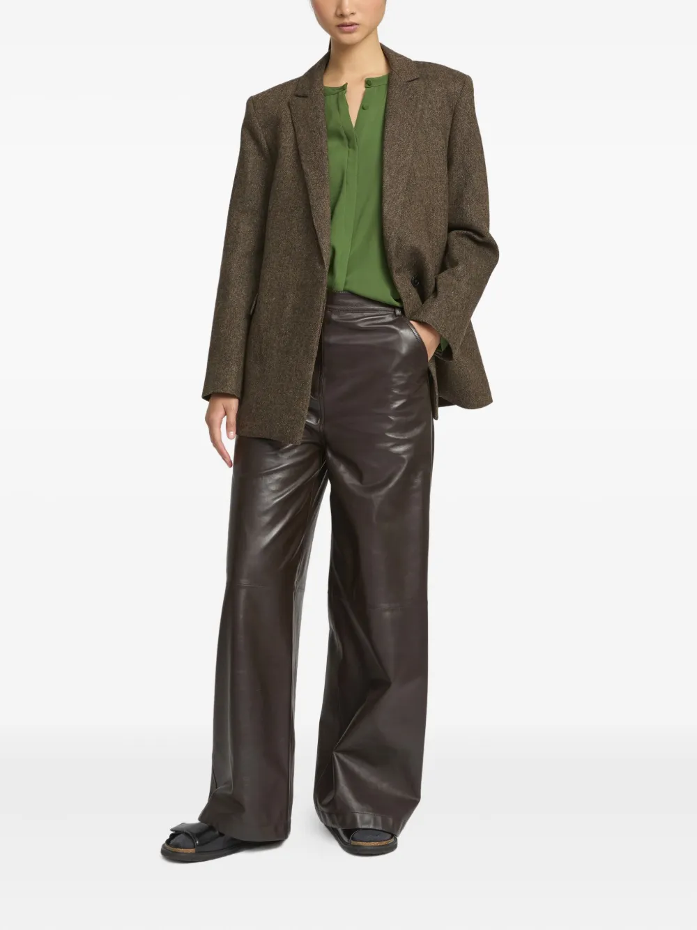 Yves Salomon Single-breasted Blazer In Brown