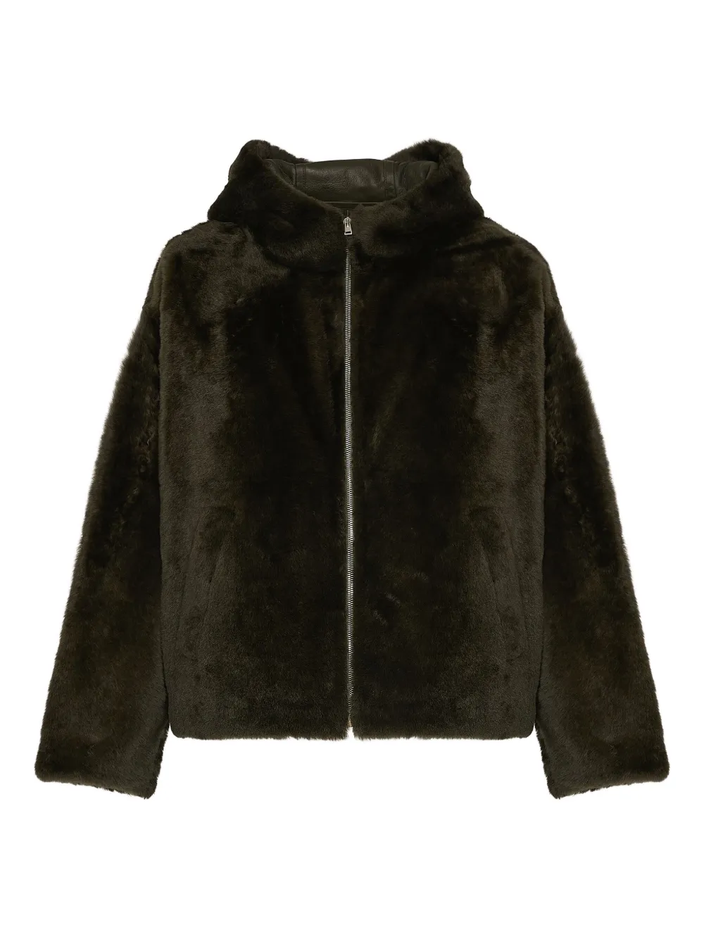 Yves Salomon hooded shearling jacket | Green | Image 1