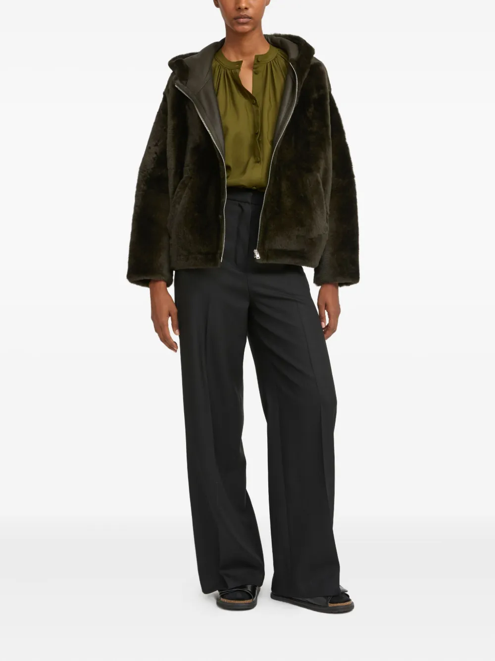 Yves Salomon hooded shearling jacket | Faux Fur & Shearling Jackets | Image 2