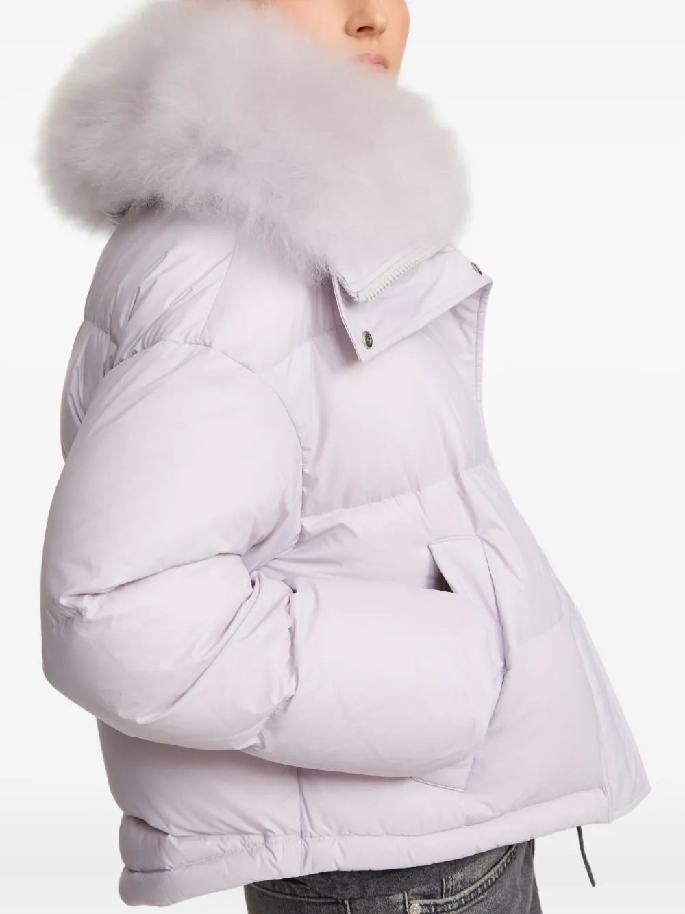 Yves Salomon removable-collar puffer jacket Paars