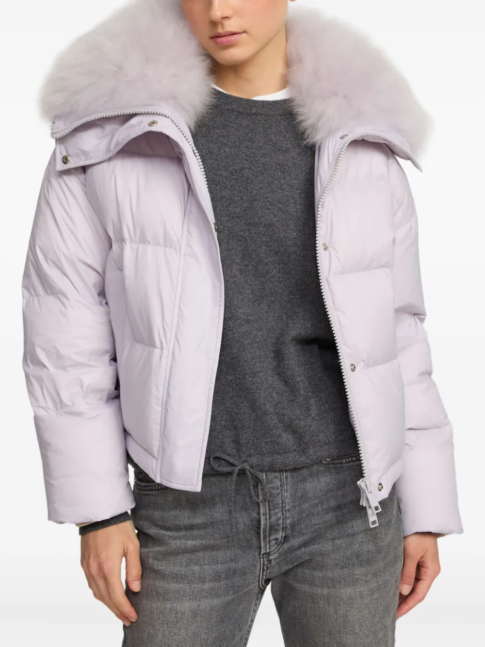 Yves Salomon removable-collar puffer jacket Paars