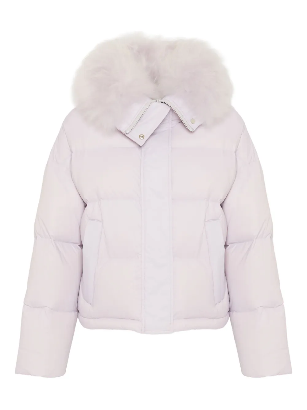 Yves Salomon Removable-collar Puffer Jacket In Purple