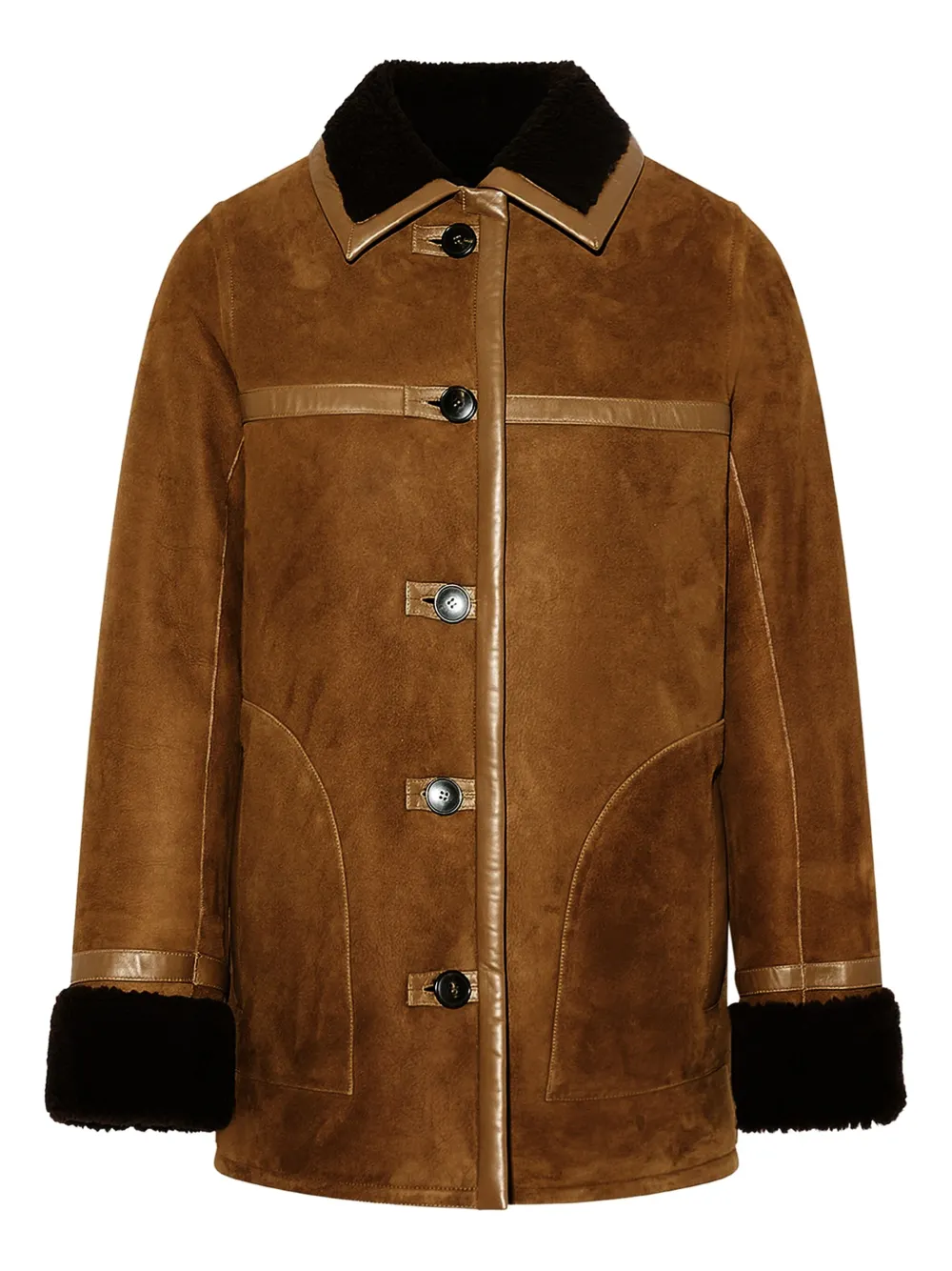 Yves Salomon leather-trimmed coat Bruin