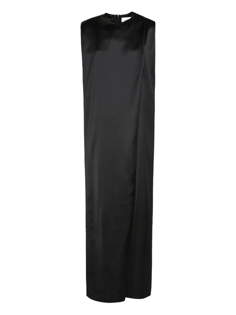Yves Salomon Heavy Wool Satin Maxi Dress In Black