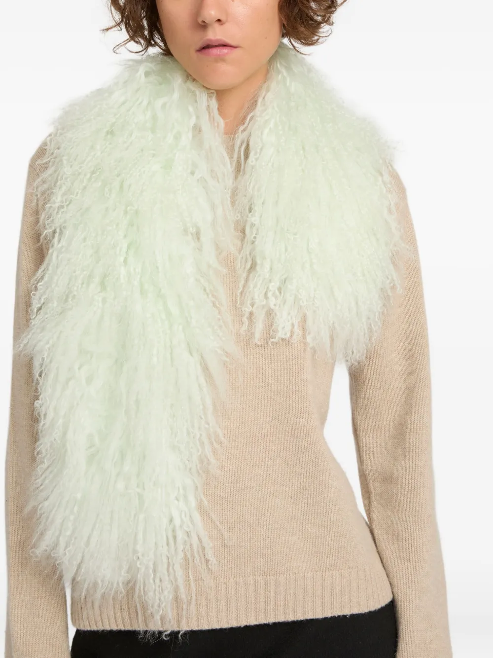 Yves Salomon Lambwool Scarf In Green