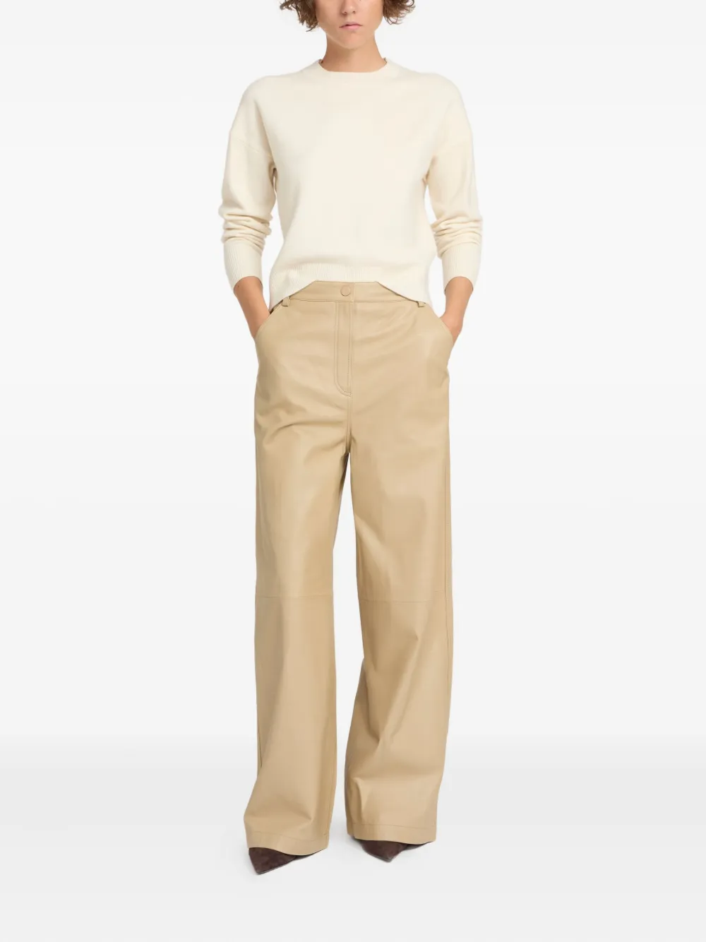 Yves Salomon straight lamb-leather trousers | Straight-Leg Pants | Image 2