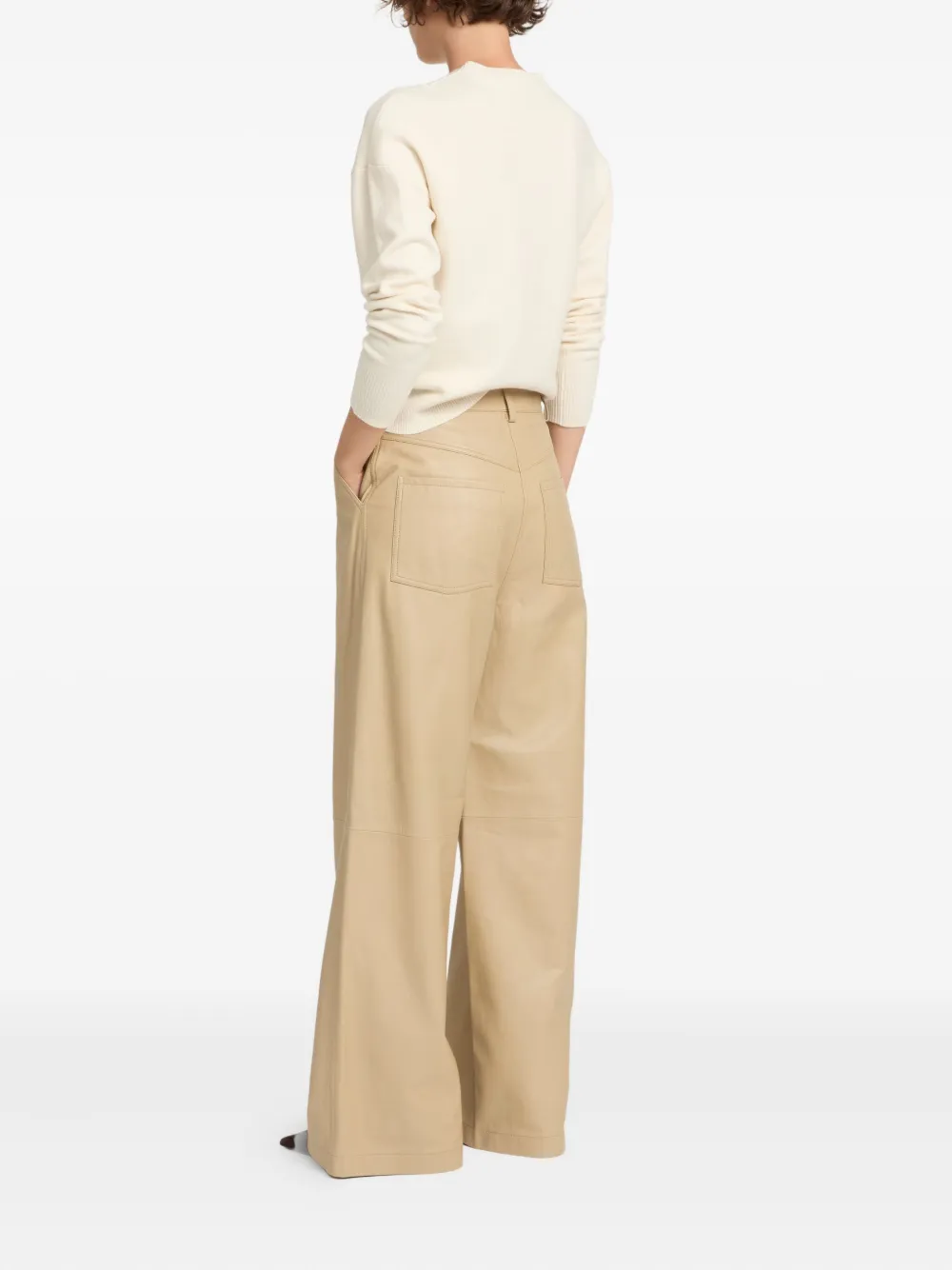 Yves Salomon Straight Lamb-leather Trousers In Brown