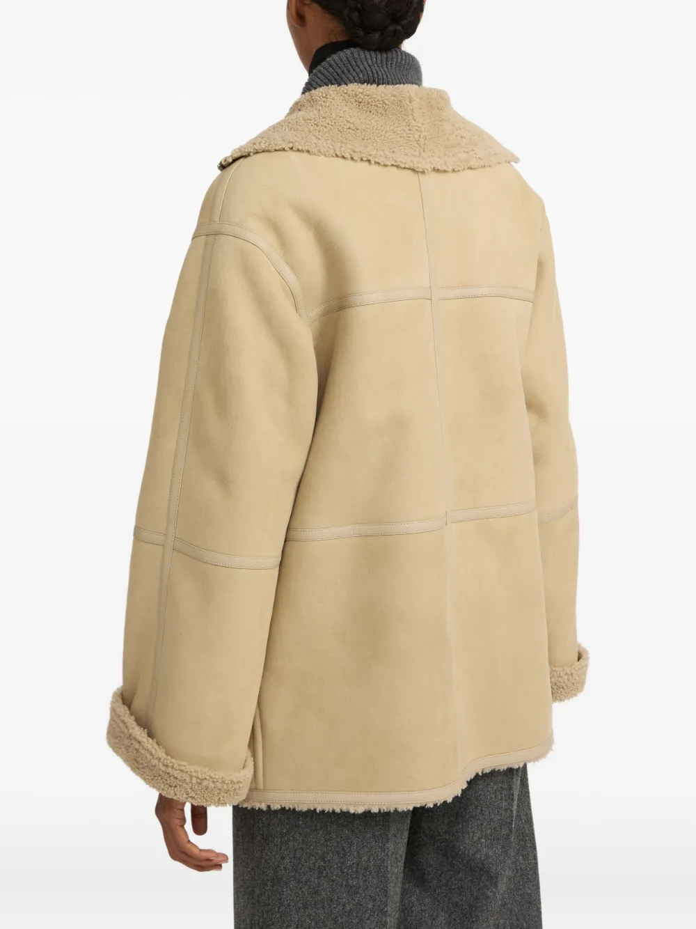 Yves Salomon Jas met suède lammy vlakken Beige