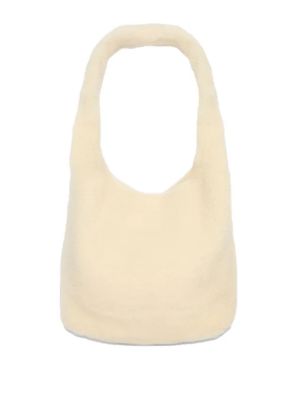 Yves Salomon Curly Merino Shoulder Bag in Neutrals