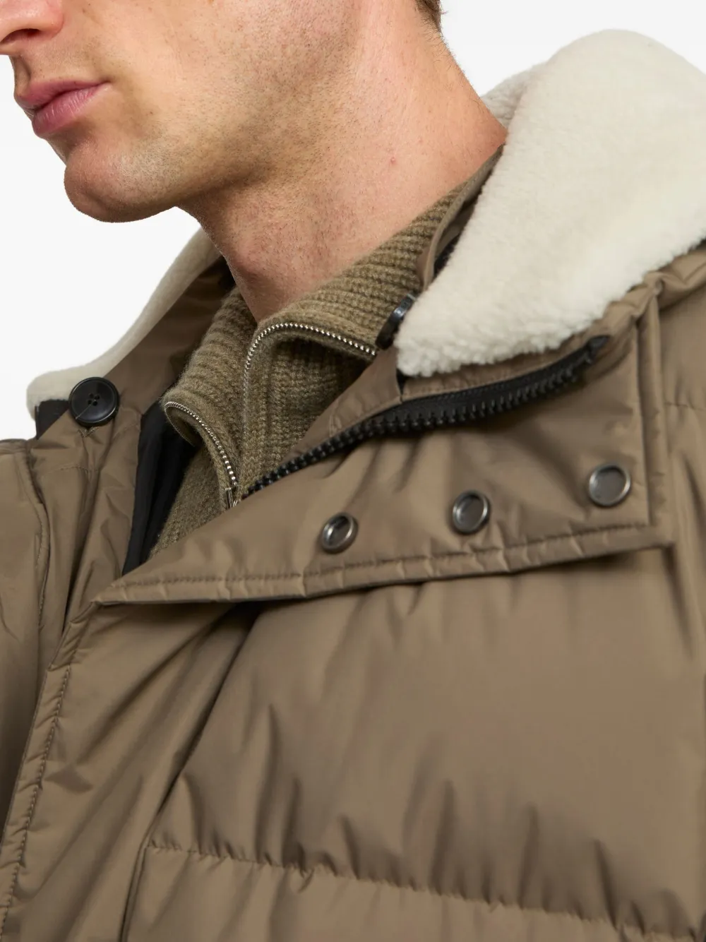 Yves Salomon Shearling-trimmed Hooded Padded Coat In Brown