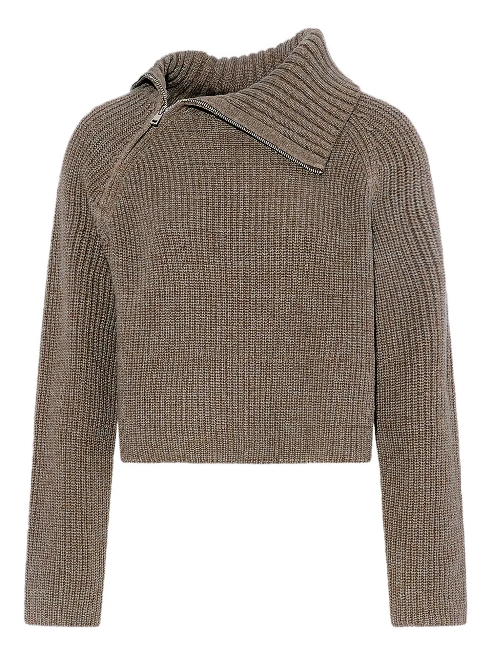 Yves Salomon zip-neck ribbed sweater | Grey | Image 1