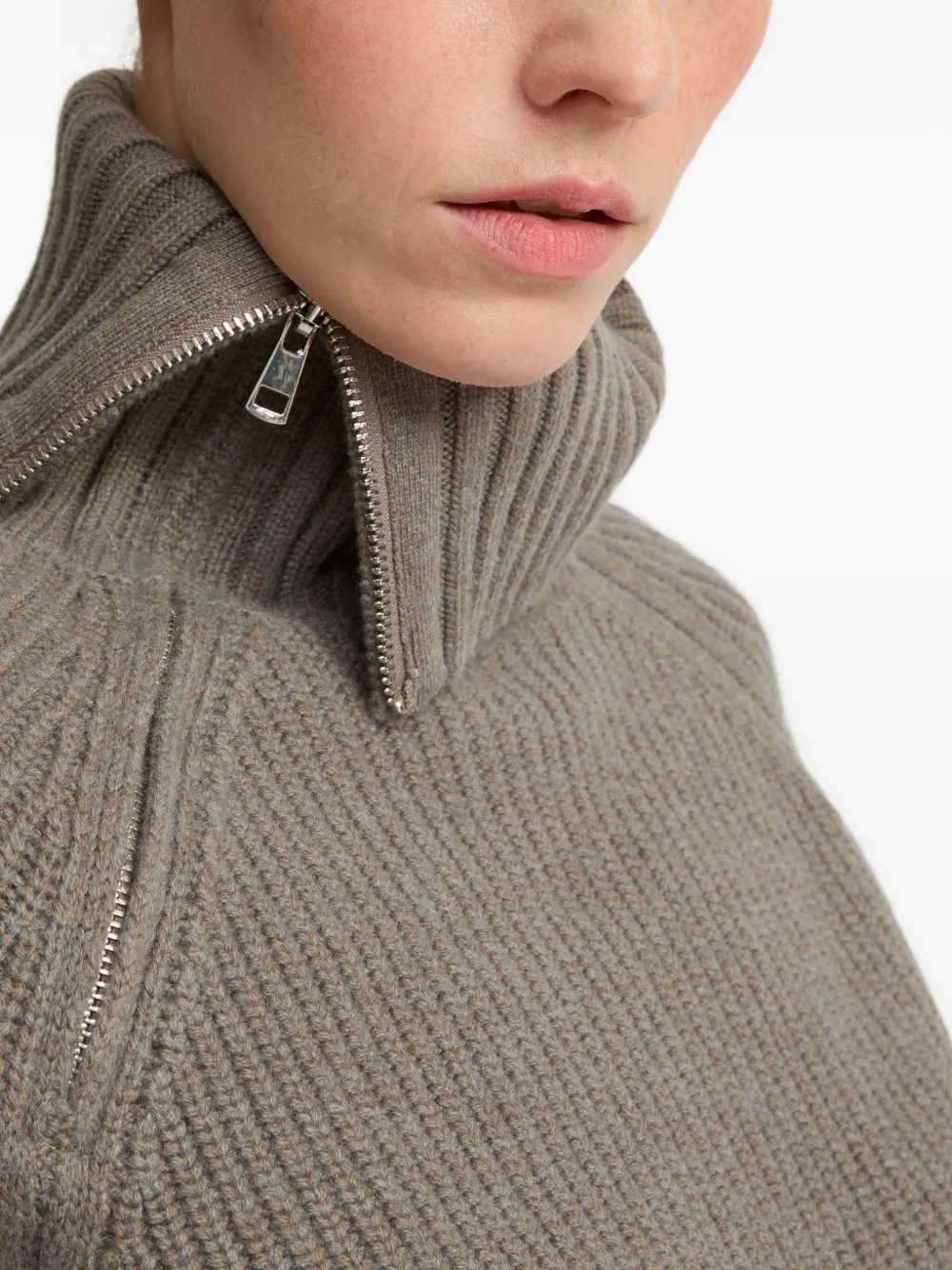 Yves Salomon Geribbelde trui met rits Grijs
