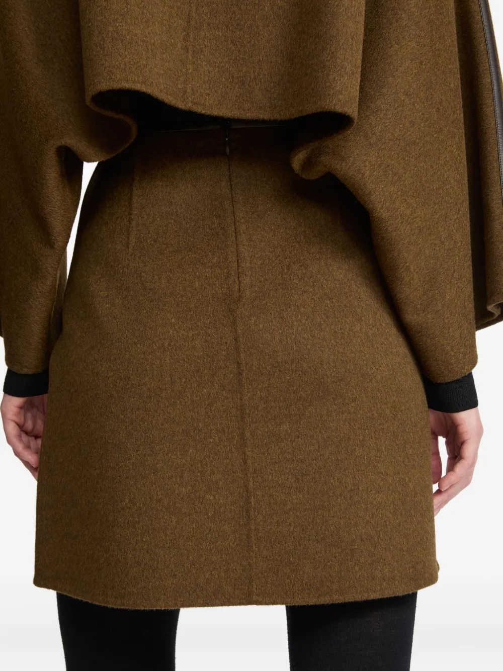 Yves Salomon Leather-trimmed Wool-cashmere Blend Mini Skirt In Brown