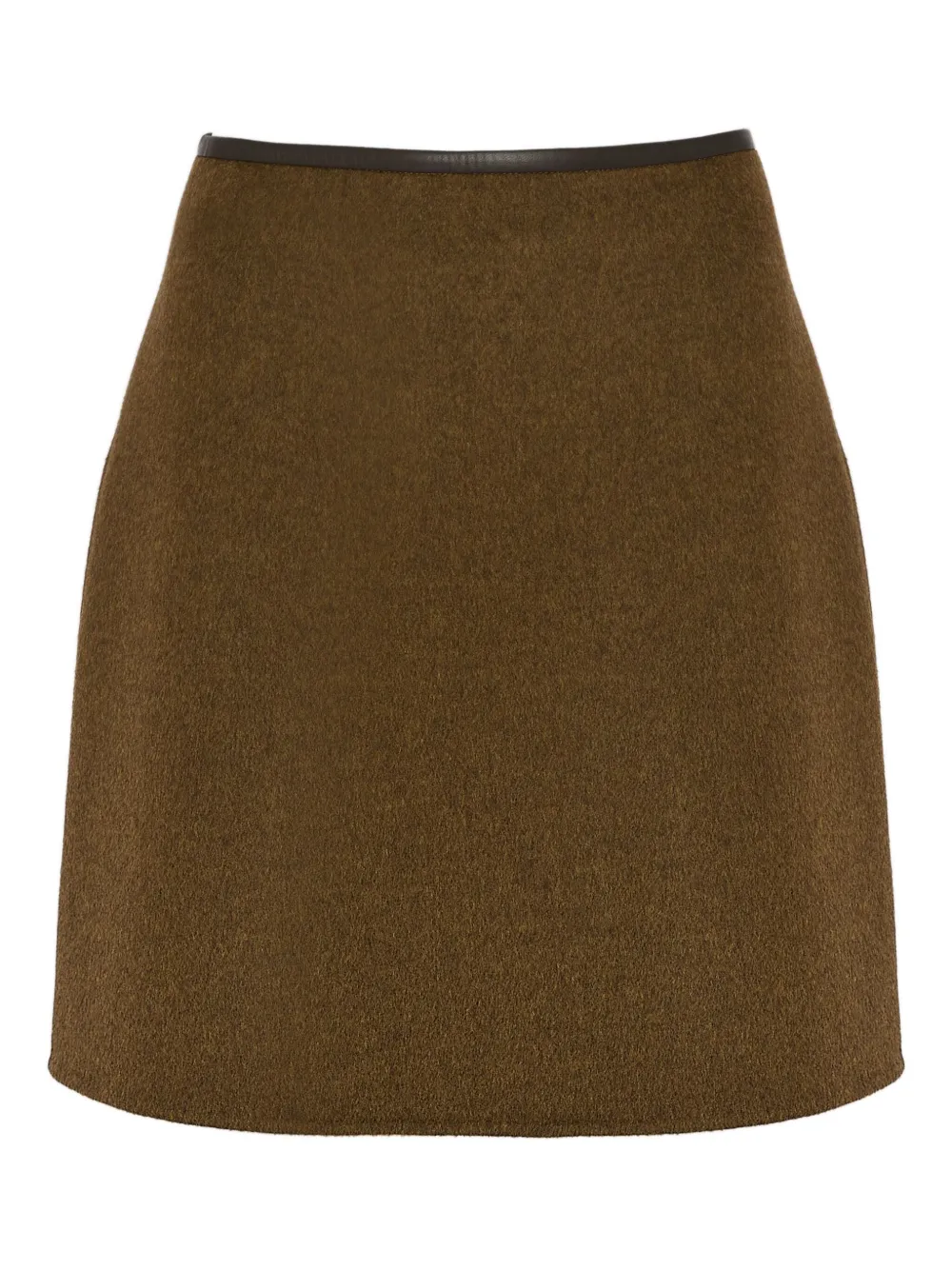 Yves Salomon Leather-trimmed Wool-cashmere Blend Mini Skirt In Brown