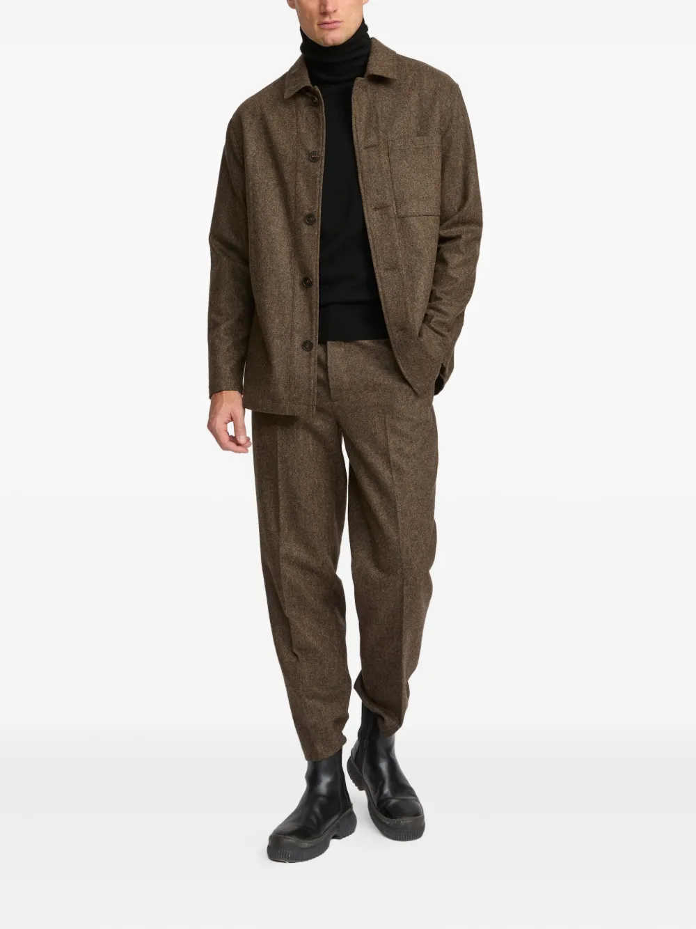 Yves Salomon tweed shirt jacket Bruin