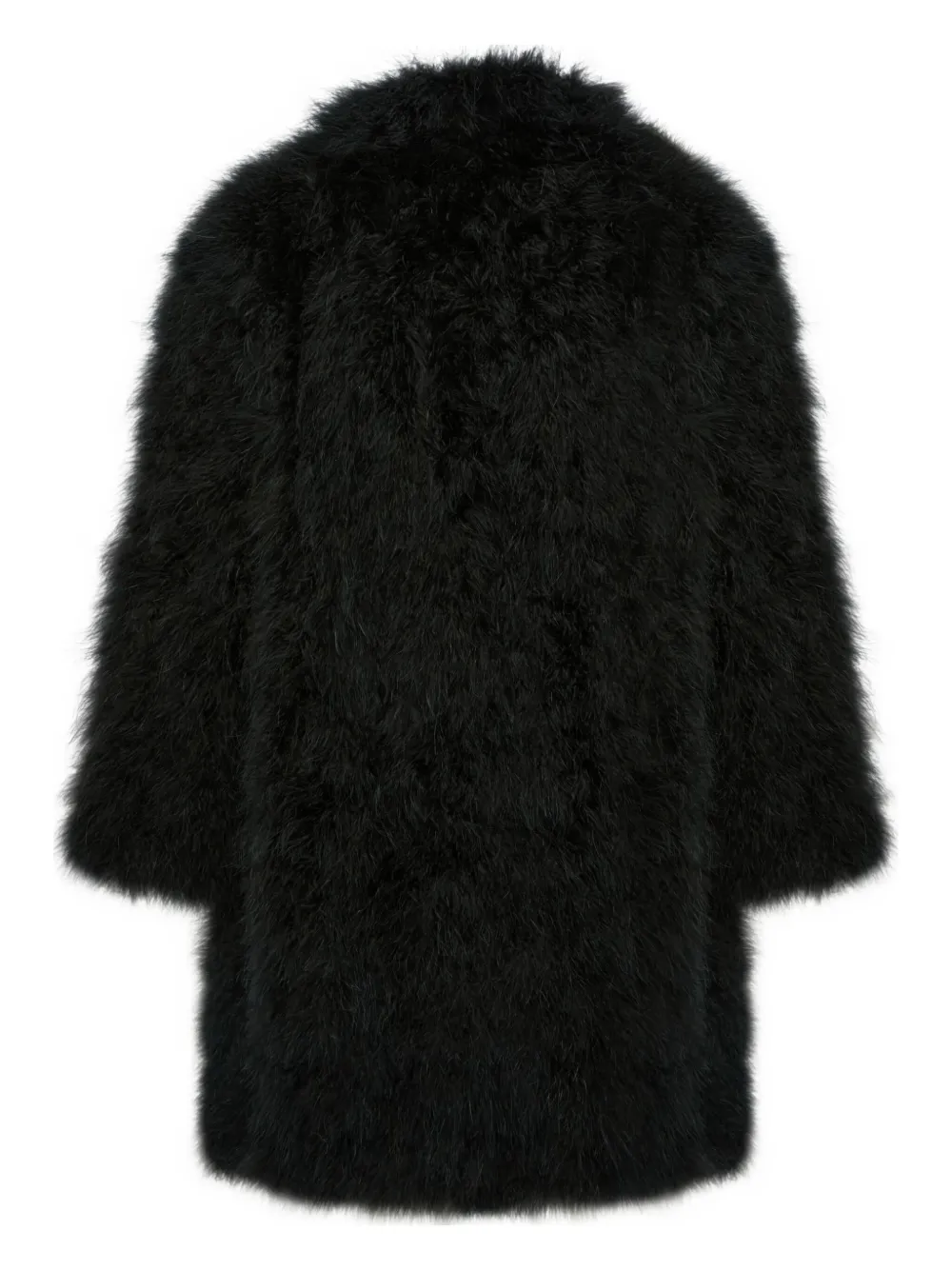 Yves Salomon Feather-detailing Coat In Black