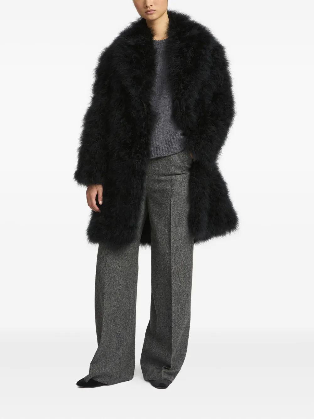 Yves Salomon feather-detailing coat | Faux Fur & Shearling Coats | Image 2