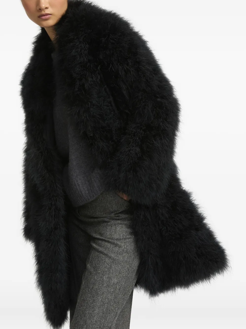 Yves Salomon feather-detailing coat | Image 1