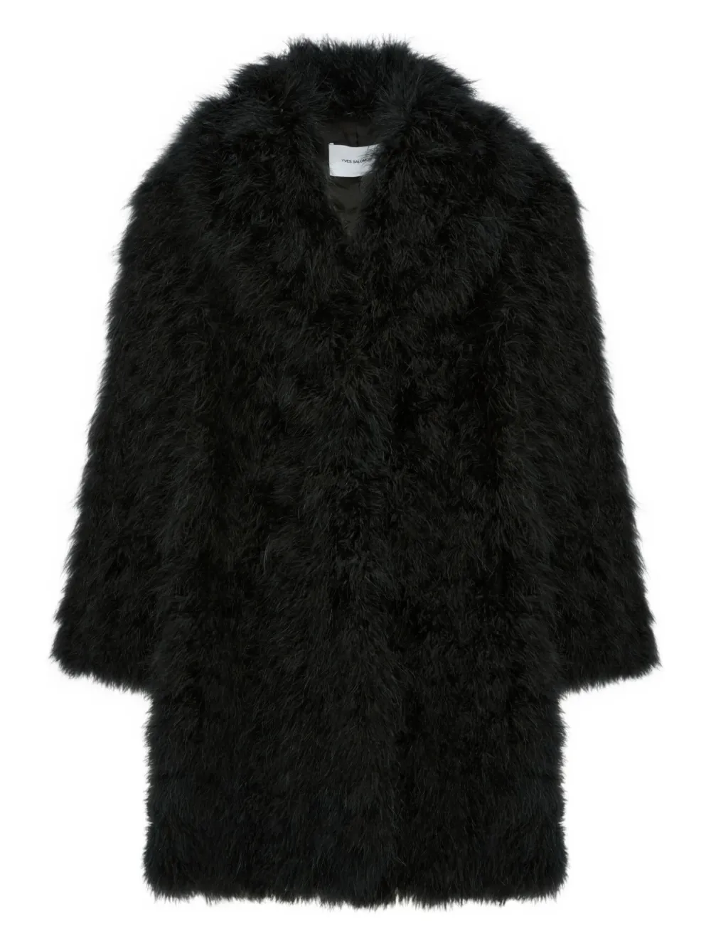 Yves Salomon Feather-detailing Coat In Black