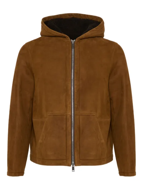 Yves Salomon hooded suede shearling jacket