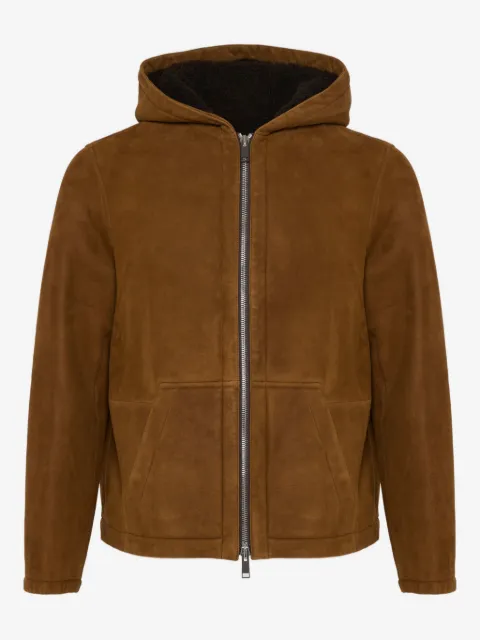 Yves Salomon hooded suede shearling jacket