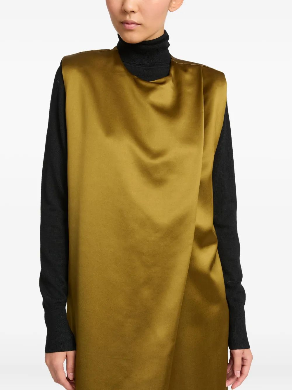 Yves Salomon Satin Maxi Dress In Gold