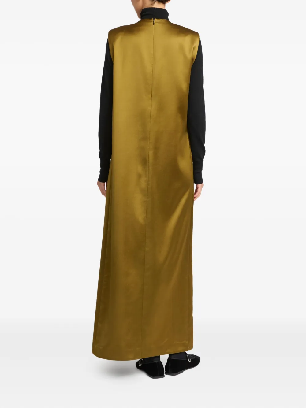 Yves Salomon Satin Maxi Dress In Gold