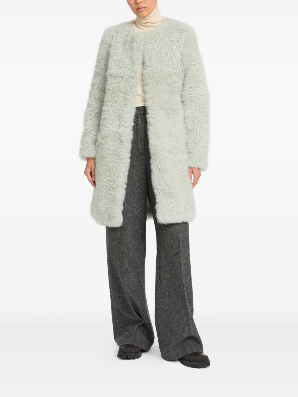 Yves Salomon shearling belted coat - Blauw