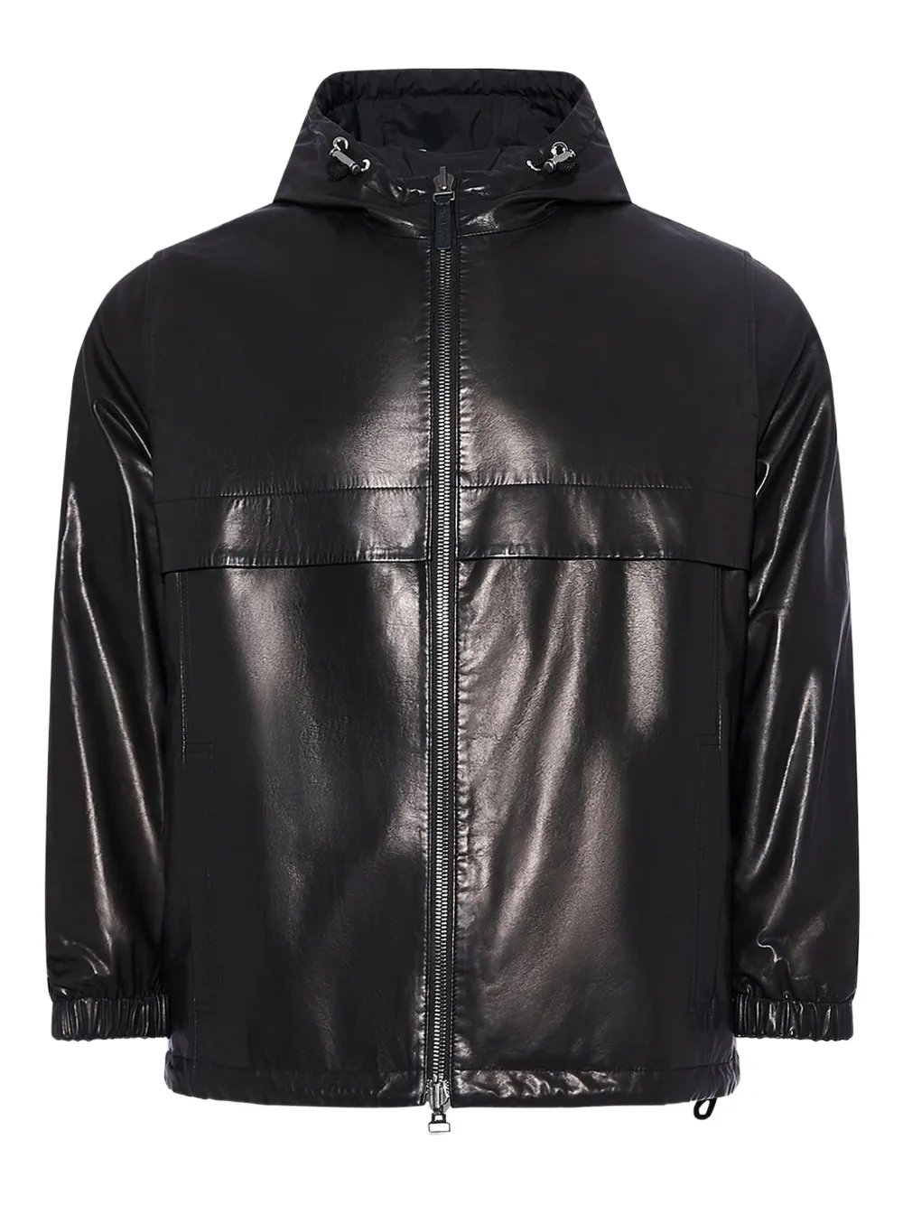 Yves Salomon hooded calfskin leather jacket | Black | Image 1