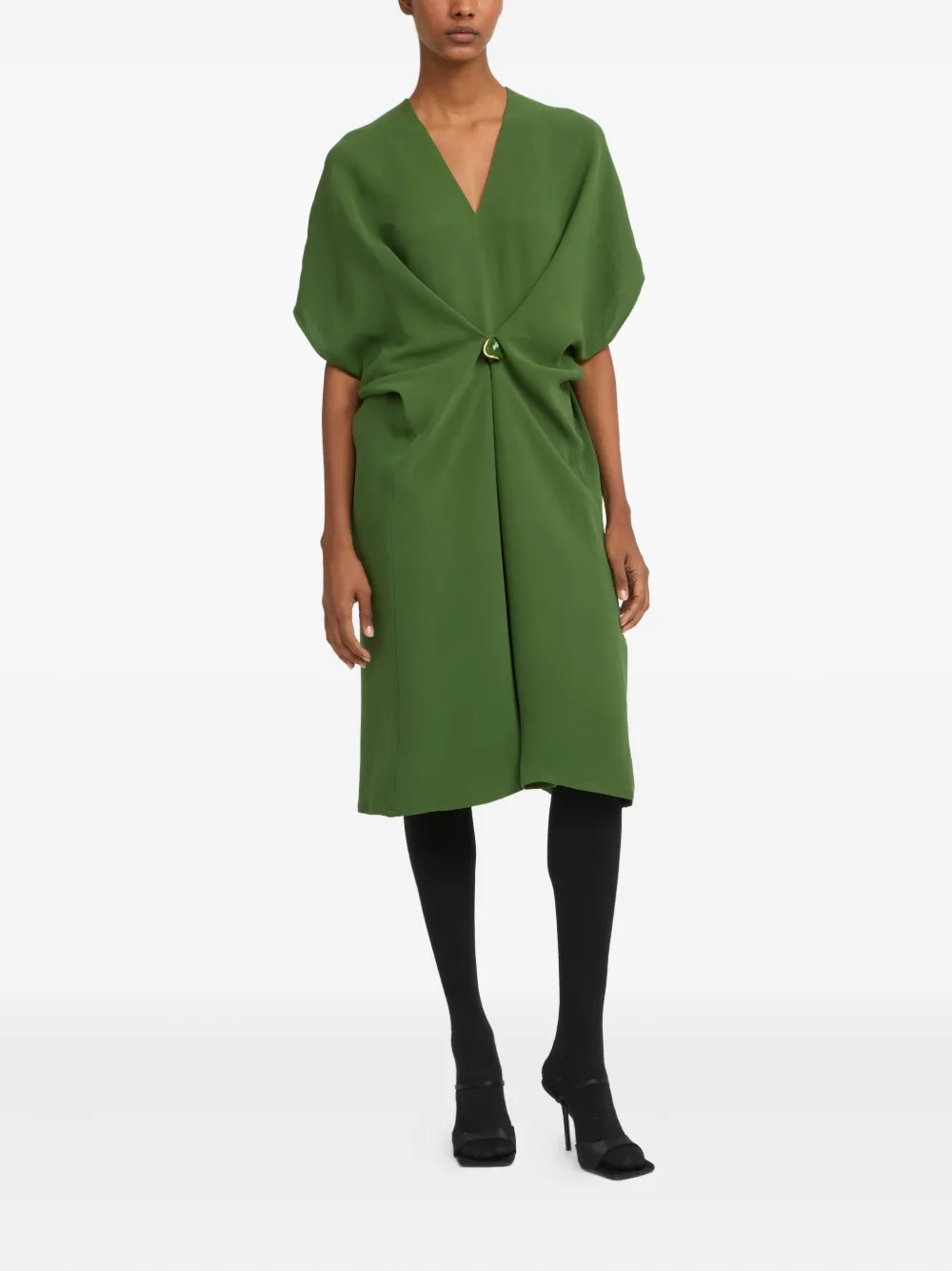 Yves Salomon draped twist-front midi dress Groen