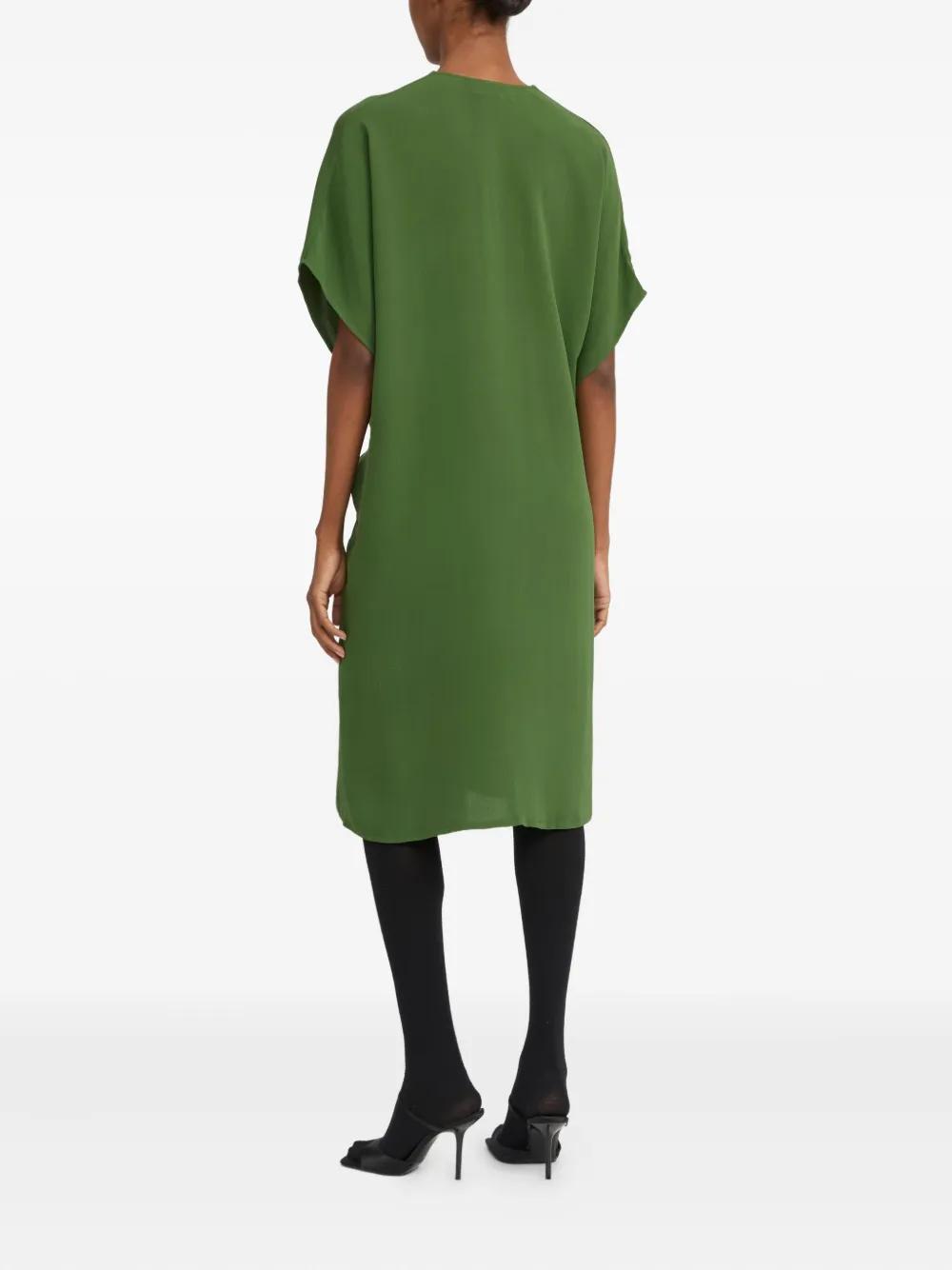 Yves Salomon draped twist-front midi dress Groen