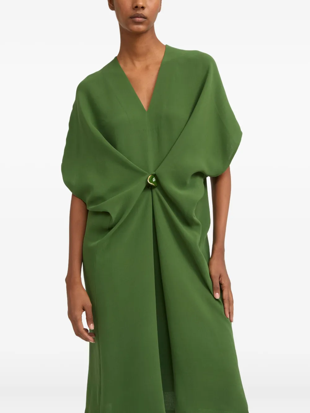 Yves Salomon draped twist-front midi dress Groen