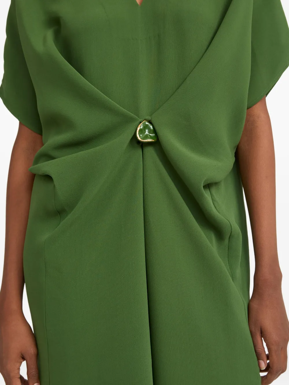 Yves Salomon draped twist-front midi dress Groen