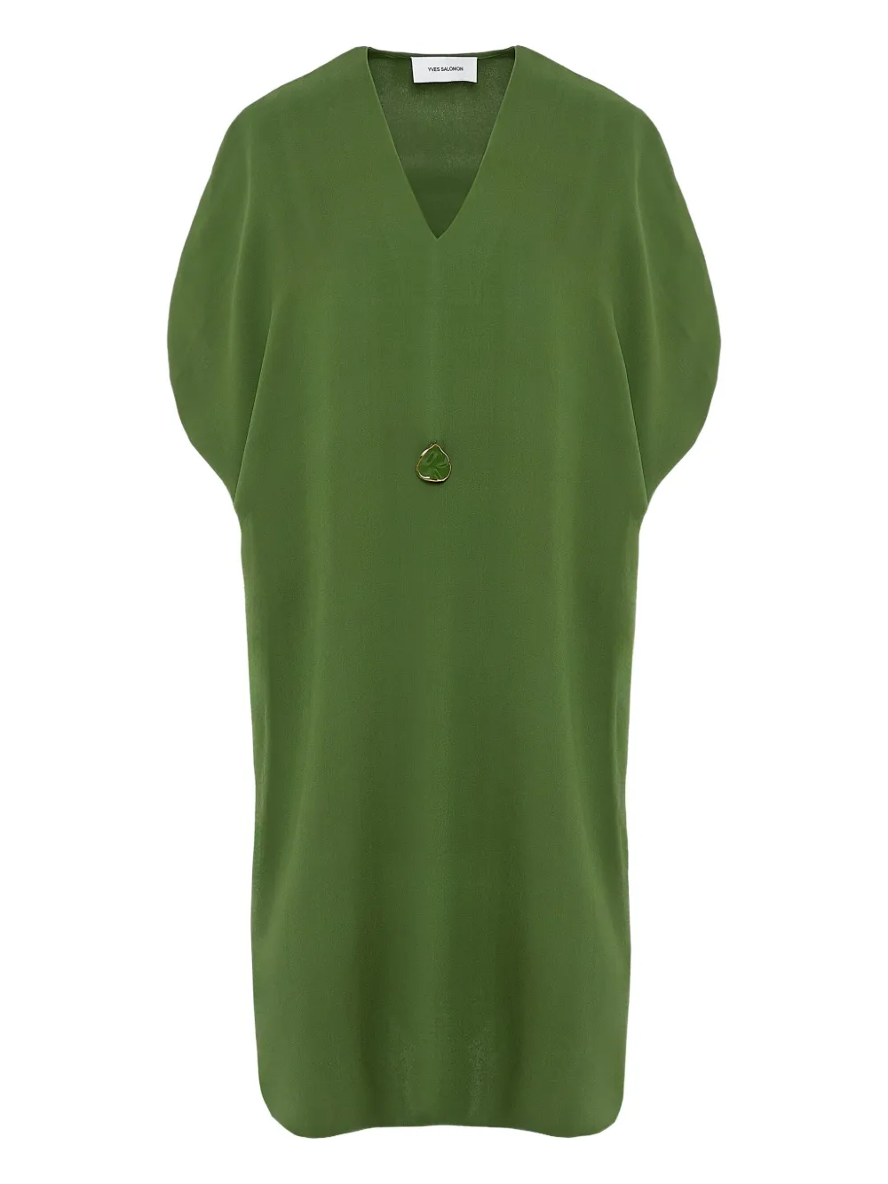 Yves Salomon draped twist-front midi dress Groen
