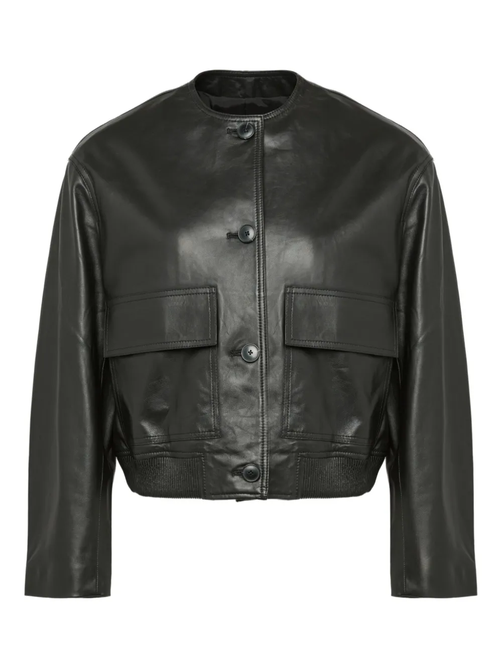 Yves Salomon cropped leather jacket | Black | Image 1