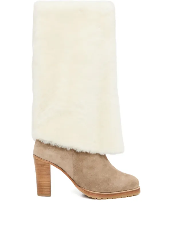 Yves Salomon Shearling Boots in Neutrals