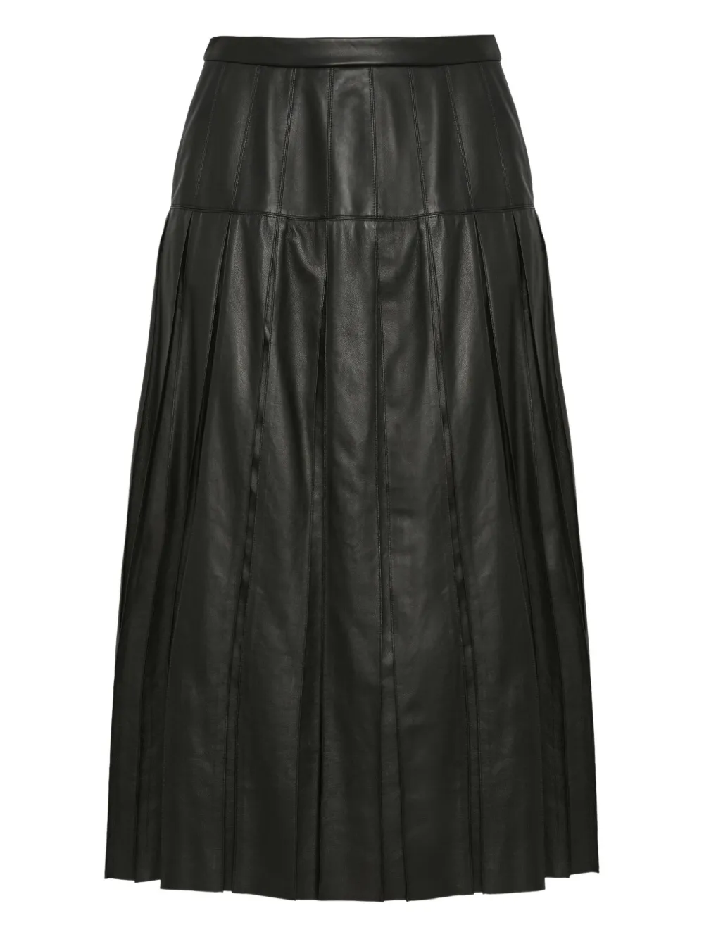 Yves Salomon pleated leather midi skirt | Black | Image 1