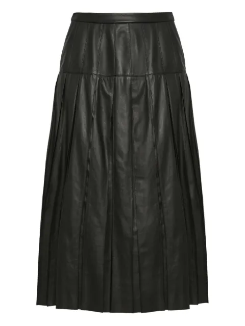 Yves Salomon pleated leather midi skirt