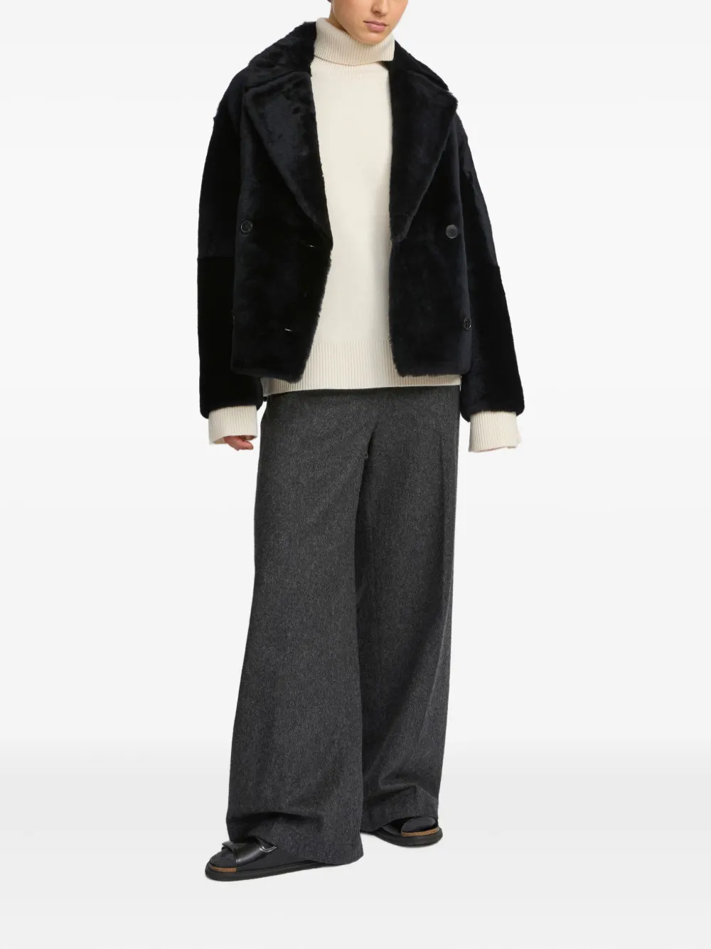Yves Salomon shearling pea jacket | Faux Fur & Shearling Jackets | Image 2