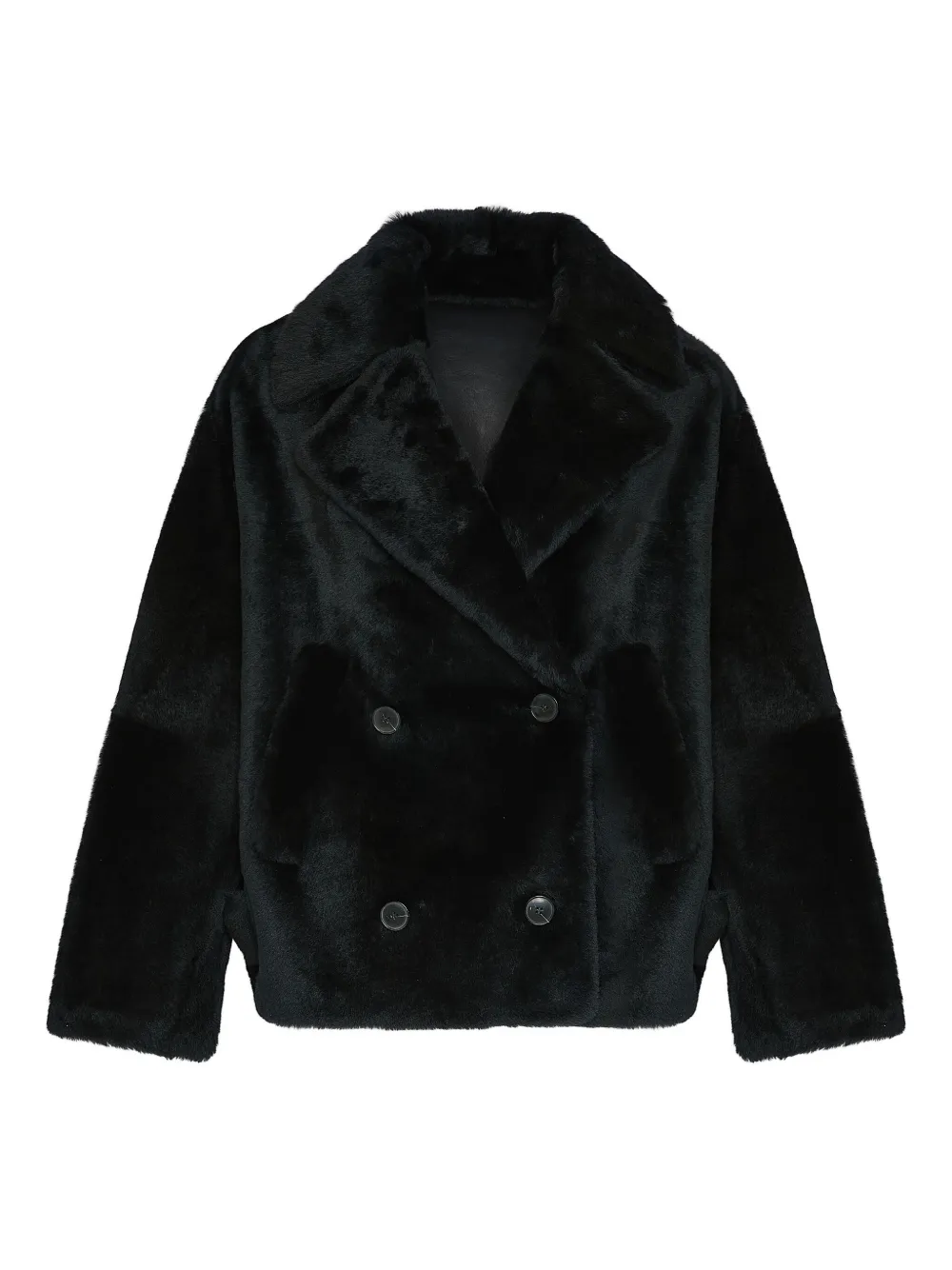 Yves Salomon shearling pea jacket | Black | Image 1