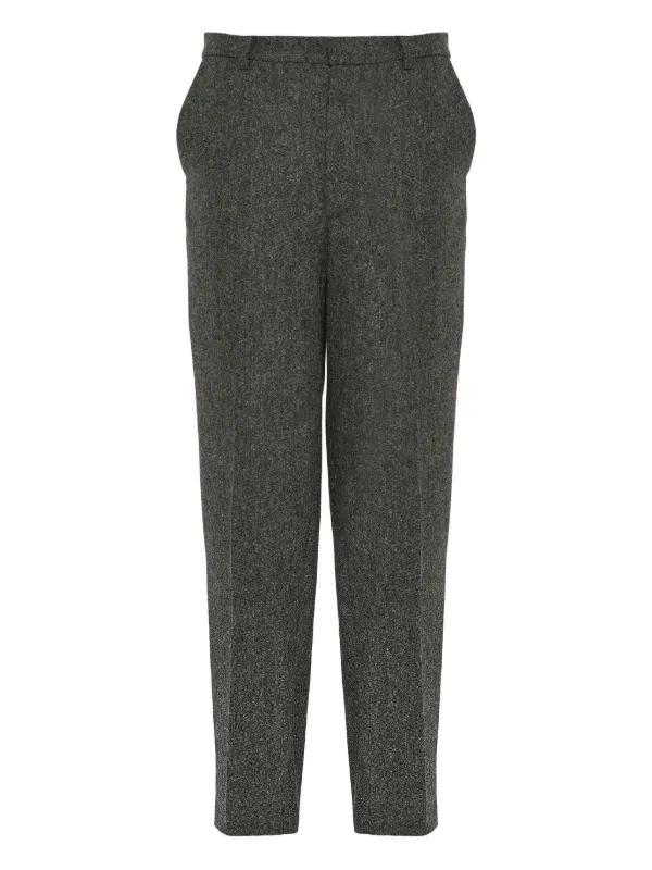 Yves Salomon Tweed Straight-leg Trousers in Grey