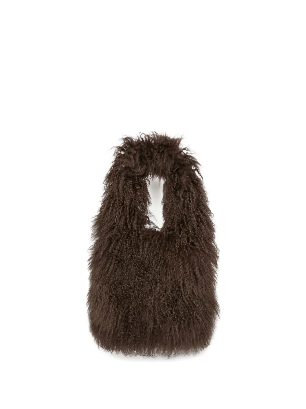 Yves Salomon Borsa a spalla in shearling - Marrone