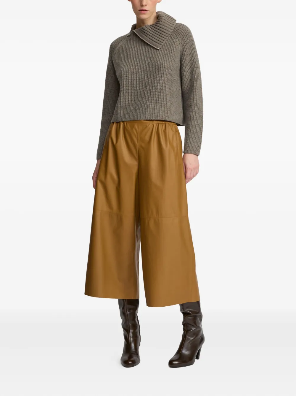Yves Salomon leather drawstring culottes - Bruin