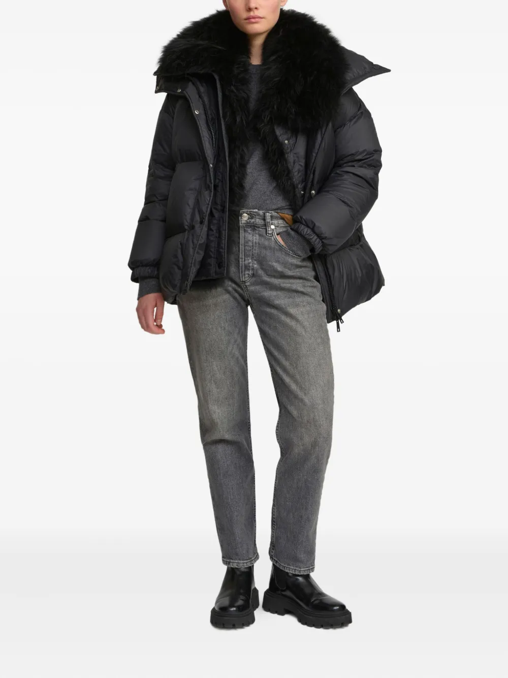 Yves Salomon lambswool-trim puffer jacket | Down Jackets | Image 2