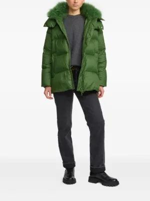メギ　イヴサロモン yves salomon ダウン カーキ 36 Down jacket in nylon and lamb - khaki green - Yves Salomon