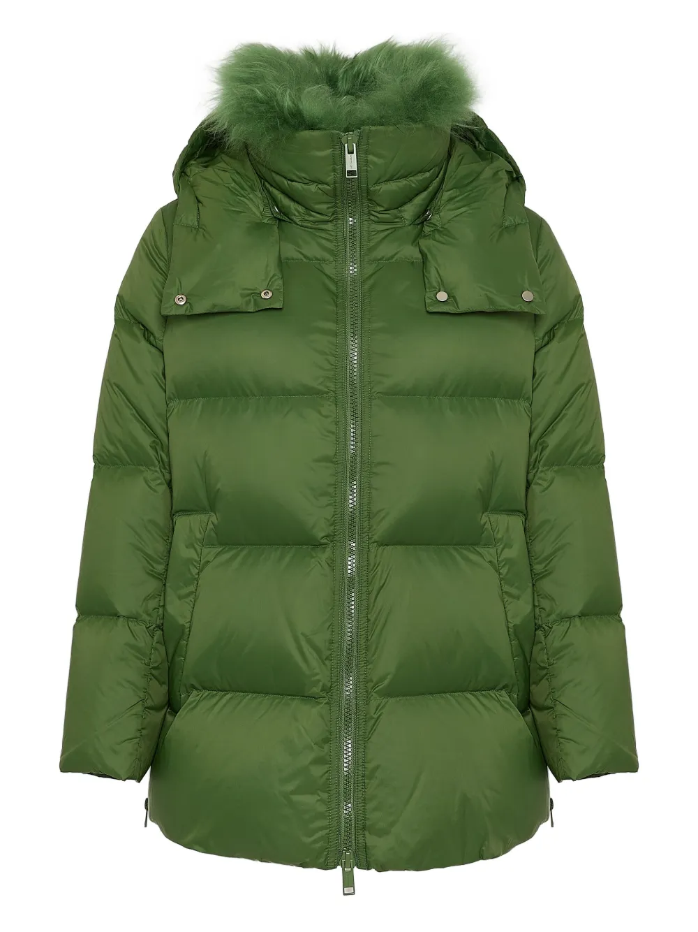 Yves Salomon Lambshearling-collar Down Coat In Multi