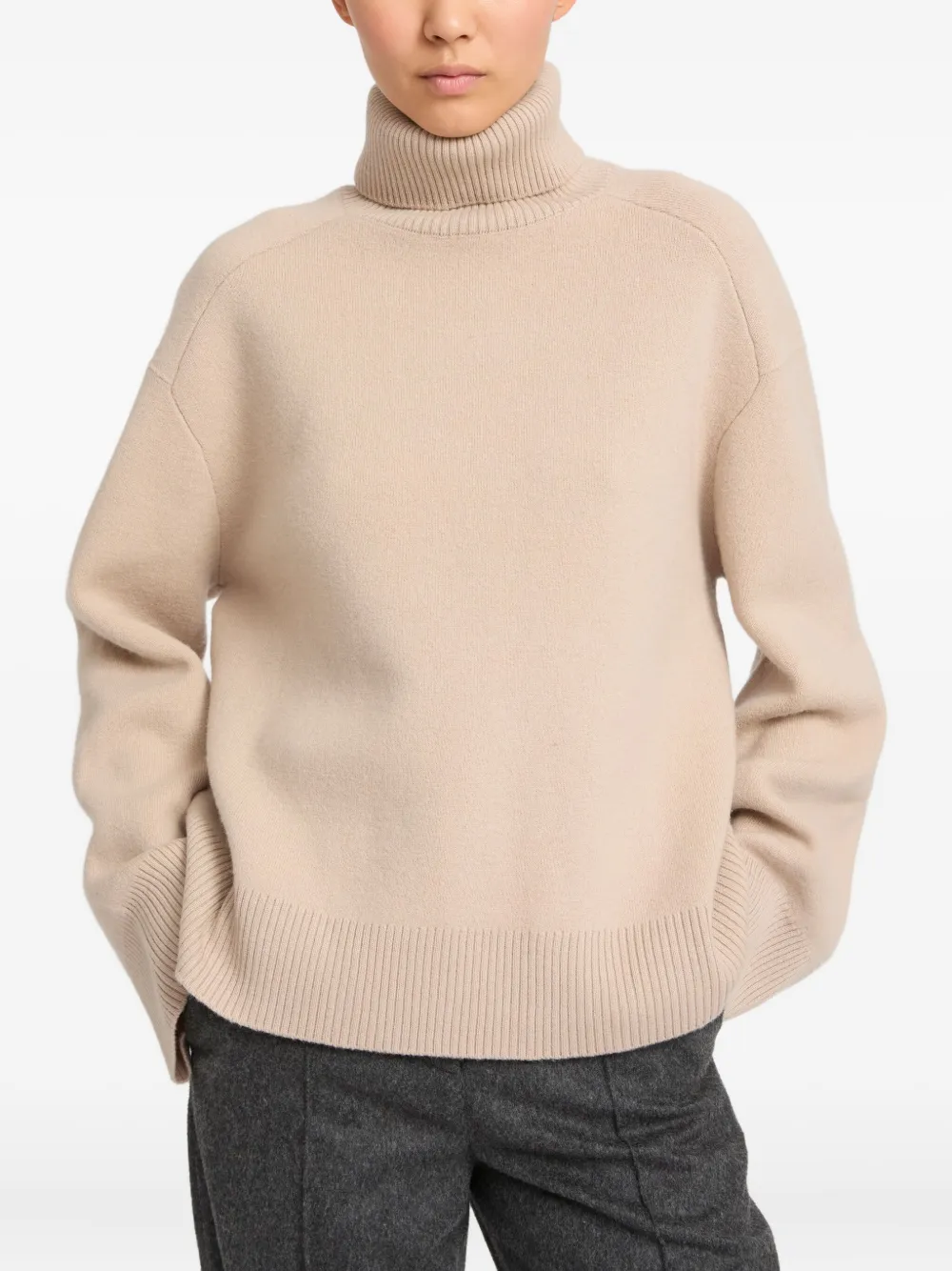 Yves Salomon Gebreide coltrui Beige