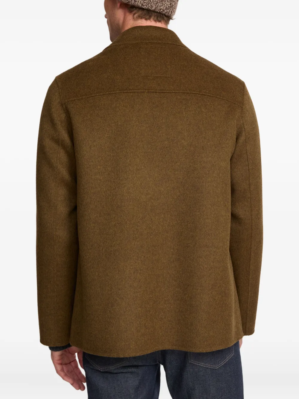 Yves Salomon leather-patch wool jacket Bruin