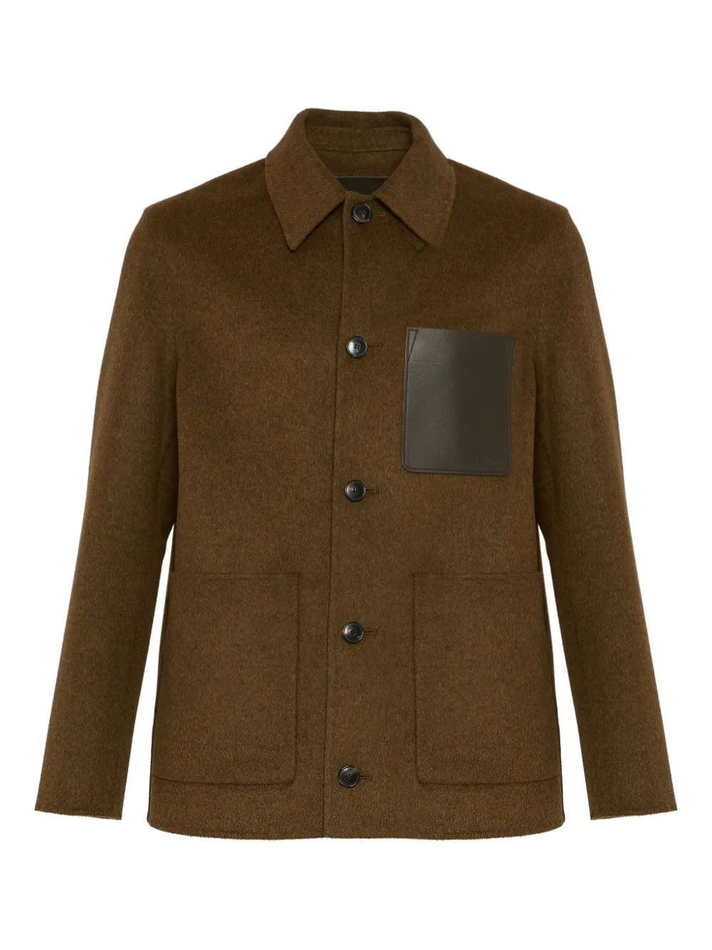 Yves Salomon leather-patch wool jacket Bruin